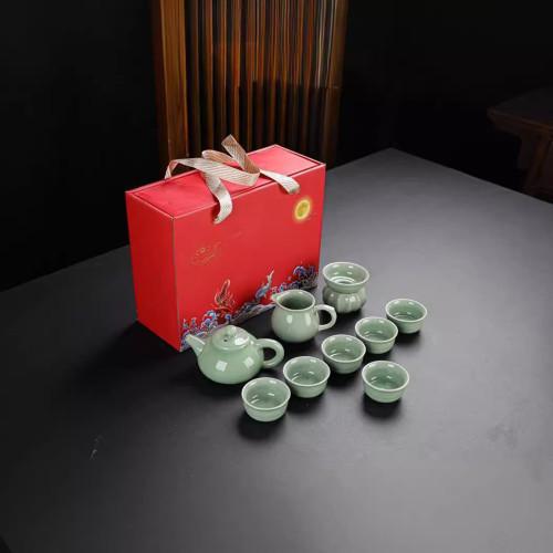  國潮創意哥窰茶具套裝功夫陶瓷茶具 伴手禮家用節日禮品