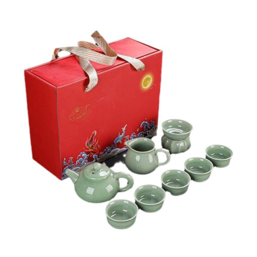  國潮創意哥窰茶具套裝功夫陶瓷茶具 伴手禮家用節日禮品