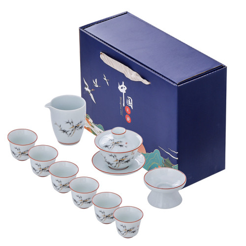影青瓷全套茶具泡茶公道杯分茶器加厚羊脂玉過濾器裝茶水可刻印圖