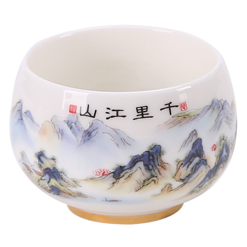 羊脂玉白瓷功夫茶杯加厚主人杯單個中式陶瓷茶具家用喝茶杯品茗杯