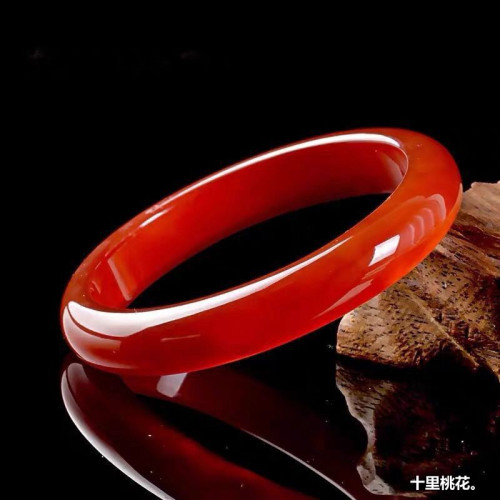 天然巴西中國紅瑪瑙圓條手鐲少女款冰潤玉髓窄條鐲子紅瑪瑙手鐲女