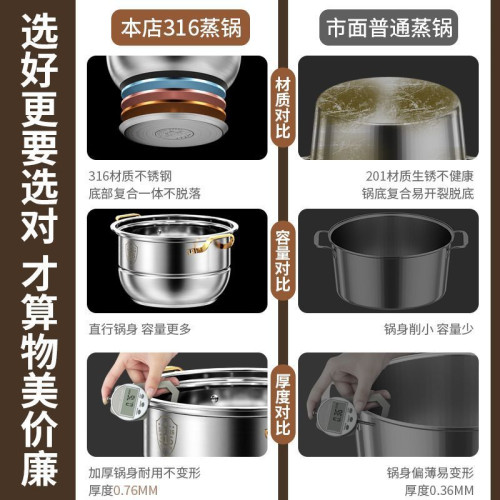 蒸鍋316不鏽鋼三層家用特厚食品級2蒸籠饅頭多雙層瓦斯爐電磁爐用