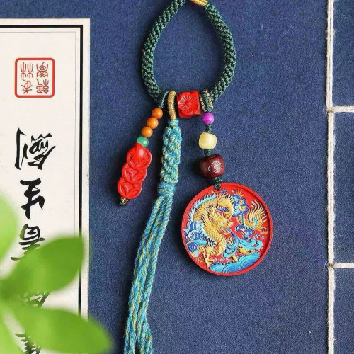 天然原礦硃砂精品紅砂彩繪包掛 鑰匙掛萬能掛精品原創含量高達95%