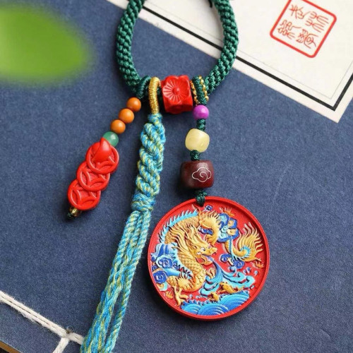 天然原礦硃砂精品紅砂彩繪包掛 鑰匙掛萬能掛精品原創含量高達95%