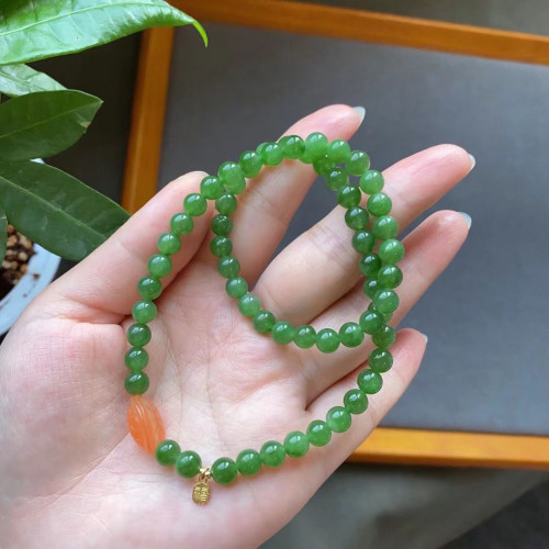永韻珠寶  原創天然和田玉碧玉手鏈，搭配南紅，18k金等配飾