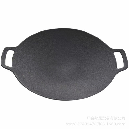 韓式燒烤盤戶外烤肉盤家用鑄鐵烤盤原生鐵不沾無塗層韓國同款烤盤