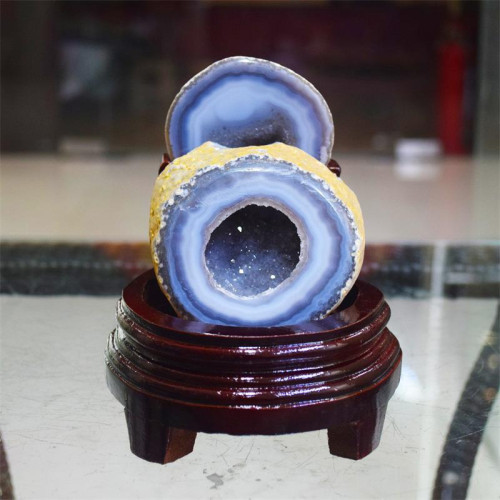 永韻天然瑪瑙水晶原石聚寶盆居家辦公紫水晶洞烏拉圭晶簇擺件