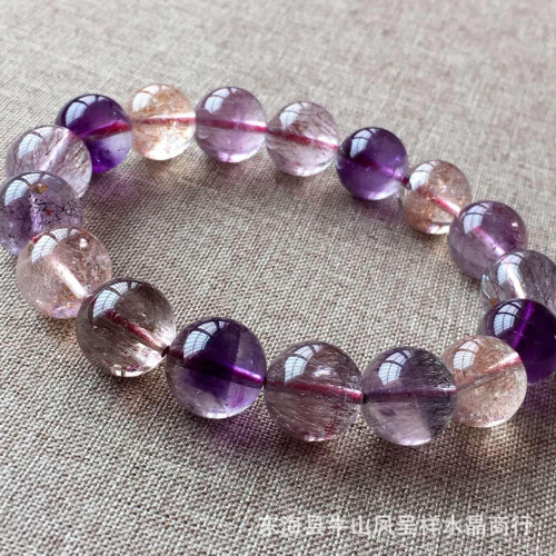 永韻珠寶    巴西天然紫髮晶手鏈   紫水晶鈦晶手串 復檢