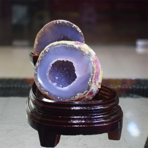 永韻天然瑪瑙水晶原石聚寶盆居家辦公紫水晶洞烏拉圭晶簇擺件