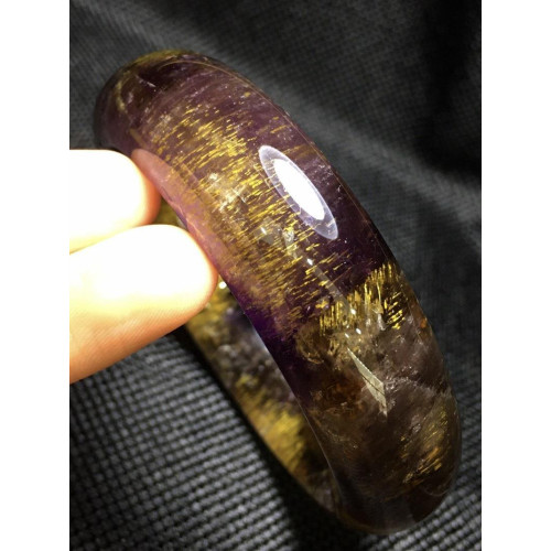 永韻水晶 天然紫鈦晶 天然髮晶手鐲  紫鈦晶手鐲大小不等