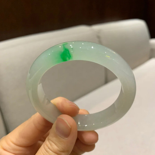 緬甸翡翠天然飄花翡翠手鐲圓條紫羅蘭翡翠手鐲貴妃翡翠鐲女款送禮
