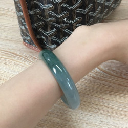 藍水油青翡翠手鐲天然玉手鐲冰糯種貴妃鐲飄花玉鐲女款叮噹鐲