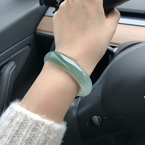 藍水油青翡翠手鐲天然玉手鐲冰糯種貴妃鐲飄花玉鐲女款叮噹鐲