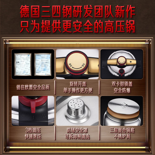 SSGP 壓力鍋快煮不鏽鋼高壓鍋家用防爆3檔大容量瓦斯電爐燜壓鍋