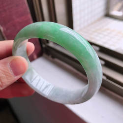 翡翠手鐲子飄陽綠色花好種水潤天然緬甸翡翠玉手鐲女寬邊厚裝