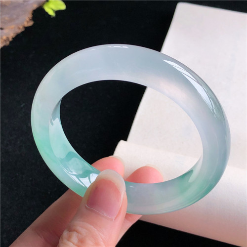 緬甸冰種飄綠翡翠手鐲女玉石鐲子玉鐲玉手鐲玉器翡翠飄花手鐲送禮