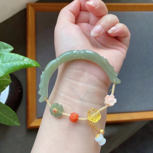 永韻珠寶 和田玉半鐲手鏈搭配 女王貝蜜蠟南紅銀鑲白貝等配件