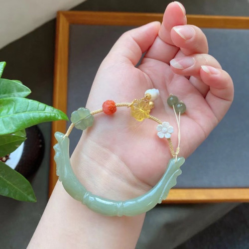 永韻珠寶 和田玉半鐲手鏈搭配 女王貝蜜蠟南紅銀鑲白貝等配件