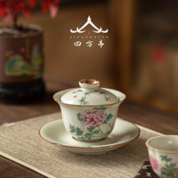 汝窰蓋碗女士茶具三才茶碗茶杯帶蓋大號泡茶功夫家用八寶單個高檔