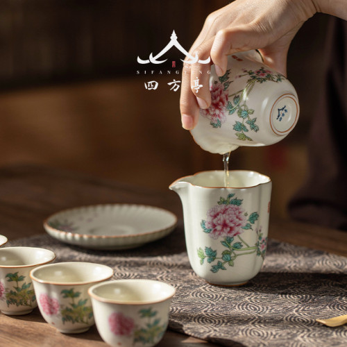 汝窰蓋碗女士茶具三才茶碗茶杯帶蓋大號泡茶功夫家用八寶單個高檔