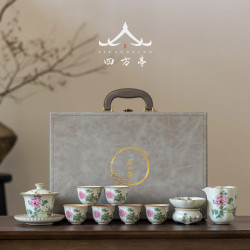 汝窰茶具套裝禮盒輕奢高檔家用三才蓋碗茶杯陶瓷年新款中式高顔值