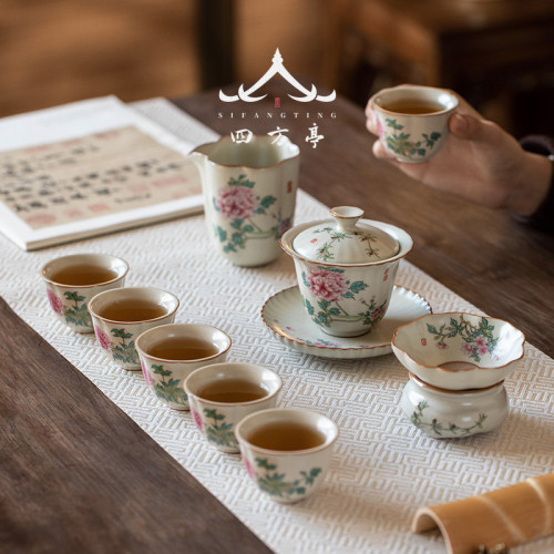 汝窰茶具套裝禮盒輕奢高檔家用三才蓋碗茶杯陶瓷年新款中式高顔值