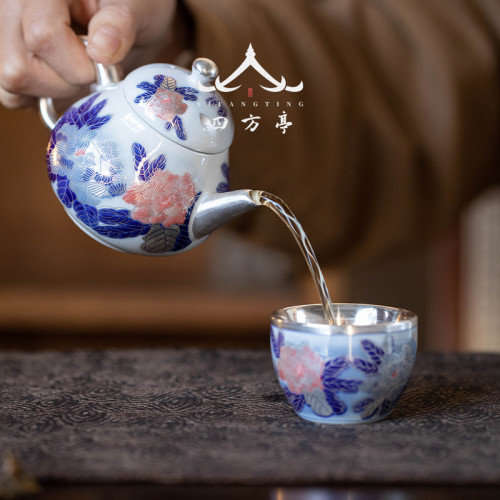 茶具套裝茶壺青花瓷中式故宮文創鎏銀茶杯金銀錯高檔蓋碗喬遷禮物
