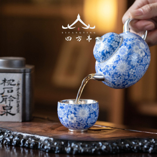 敦煌文創茶具鎏銀茶壺套裝金銀錯故宮文創高檔風特色禮物新款