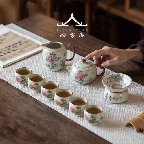 汝窰茶具套裝禮盒輕奢高檔家用茶壺茶杯陶瓷2024年新款中式高顔值