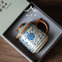 陶瓷茶杯水杯泡茶杯茶水分離青花瓷茶具辦公室杯子汝窰高檔伴手禮