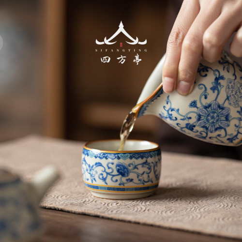 汝窰功夫茶杯青花瓷主人杯茶具茶碗茶盞個人專用陶瓷杯子品茗杯