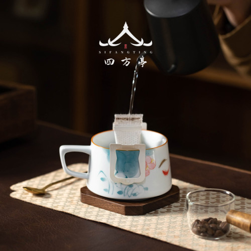 杯子水杯茶杯中式馬克杯咖啡杯陶瓷釉下彩精緻高級女士個人專用