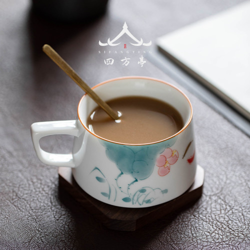 杯子水杯茶杯中式馬克杯咖啡杯陶瓷釉下彩精緻高級女士個人專用