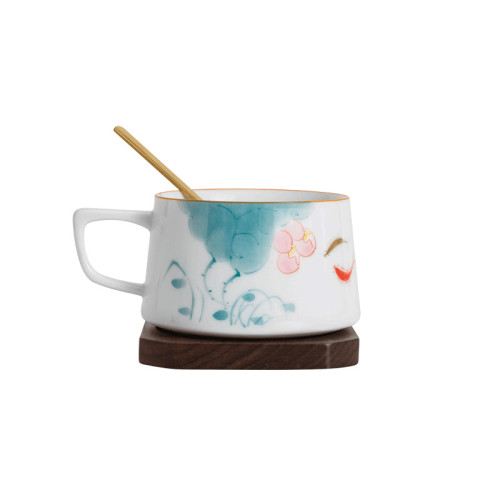 杯子水杯茶杯中式馬克杯咖啡杯陶瓷釉下彩精緻高級女士個人專用
