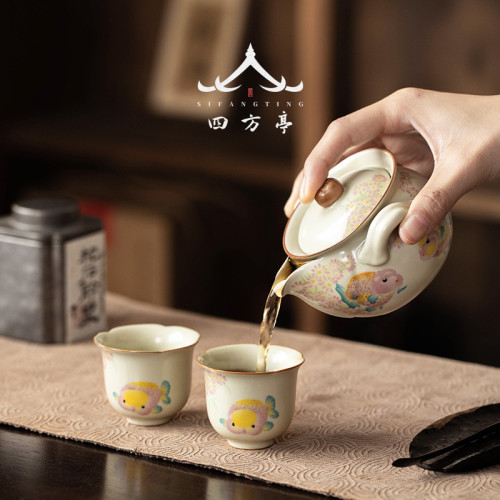 汝窰茶壺陶瓷手抓壺防燙女士精緻功夫茶具蓋碗不燙手泡茶壺一人