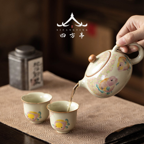 汝窰茶壺陶瓷手抓壺防燙女士精緻功夫茶具蓋碗不燙手泡茶壺一人