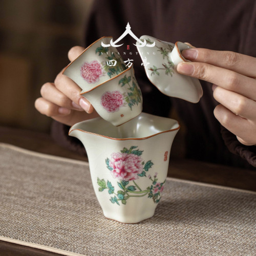 旅行茶具快客杯汝窰可攜式一人女士高顔值個人專用單人泡茶杯陶瓷