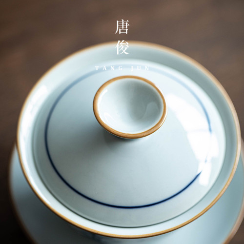 手繪蓋碗茶杯釉下彩青花瓷茶具單個高檔中式泡茶陶瓷三才茶碗帶蓋