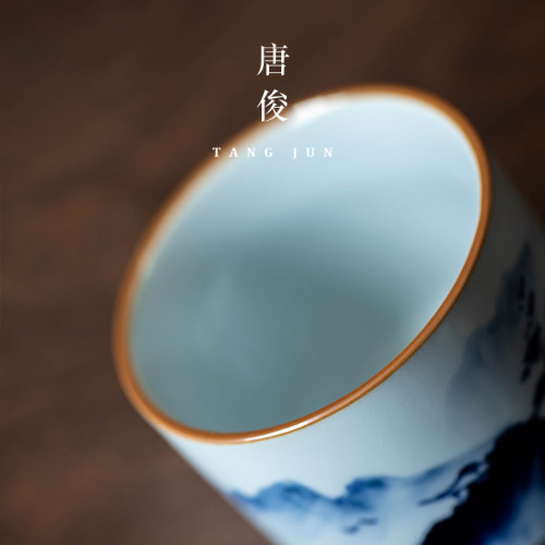 茶杯套裝手繪釉下彩青花瓷國潮伴手禮陶瓷主人杯禮盒杯子功夫茶具