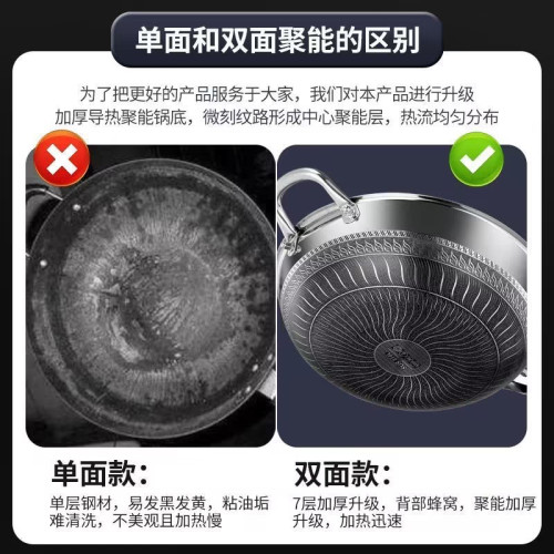 德國316不鏽鋼炒鍋家用不沾鍋平底無塗層炒菜鍋電磁爐瓦斯爐通用
