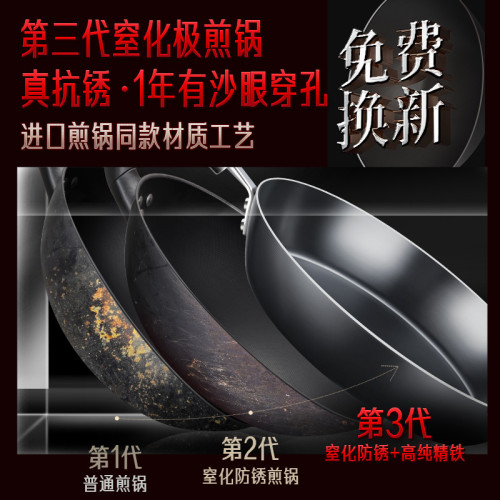 ssgp 無塗層平底鍋牛排煎鍋家用瓦斯爐加厚平底煎鍋煎雞蛋餃子鍋