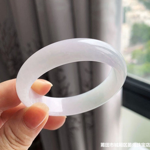 緬甸天然翡翠白月光手鐲老坑白冰手鐲女冰種純色貴妃翡翠玉手鐲子