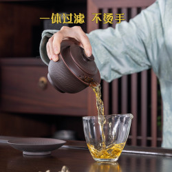 雲南手工跳刀三才蓋碗不燙手免提蓋碗紫陶茶具套組高級商務禮品批