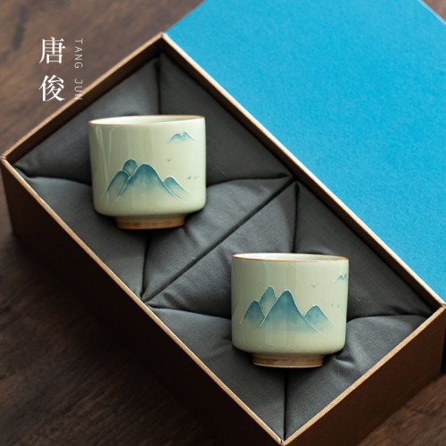 手繪釉下彩功夫茶杯單個陶瓷茶碗個人專用景德鎮茶盞茶具主人杯