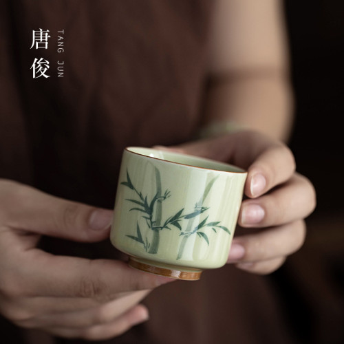 手繪釉下彩功夫茶杯單個陶瓷茶碗個人專用景德鎮茶盞茶具主人杯