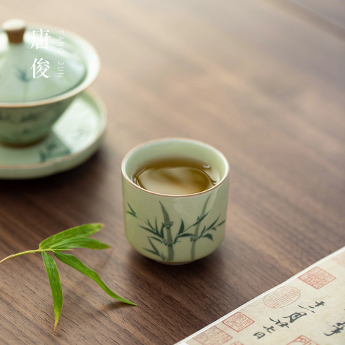 手繪釉下彩功夫茶杯單個陶瓷茶碗個人專用景德鎮茶盞茶具主人杯