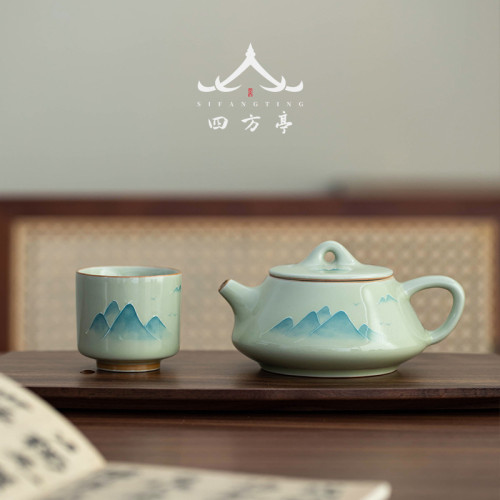 手繪釉下彩石瓢壺功夫茶壺單壺泡茶壺茶具景德鎮2024新款一人陶瓷