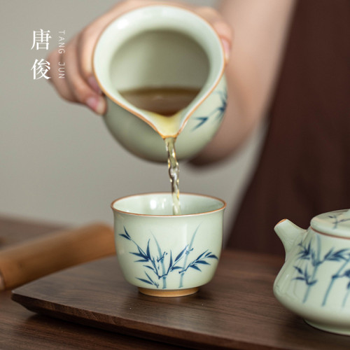 手繪釉下彩功夫茶杯主人杯陶瓷盞個人專用景德鎮喝茶高檔茶具杯子