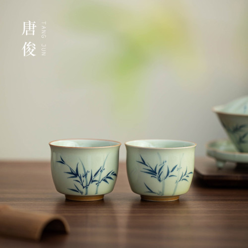 手繪釉下彩功夫茶杯主人杯陶瓷盞個人專用景德鎮喝茶高檔茶具杯子