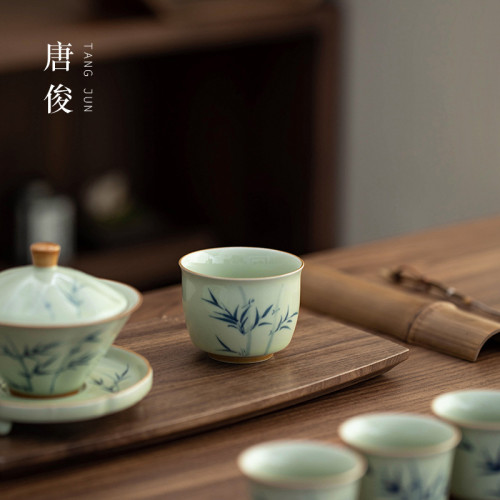 手繪釉下彩功夫茶杯主人杯陶瓷盞個人專用景德鎮喝茶高檔茶具杯子